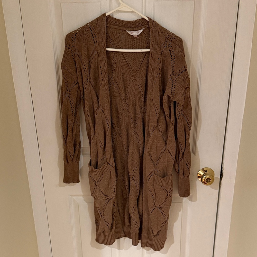 No Boundaries Brown Knit Cardigan with Pockets